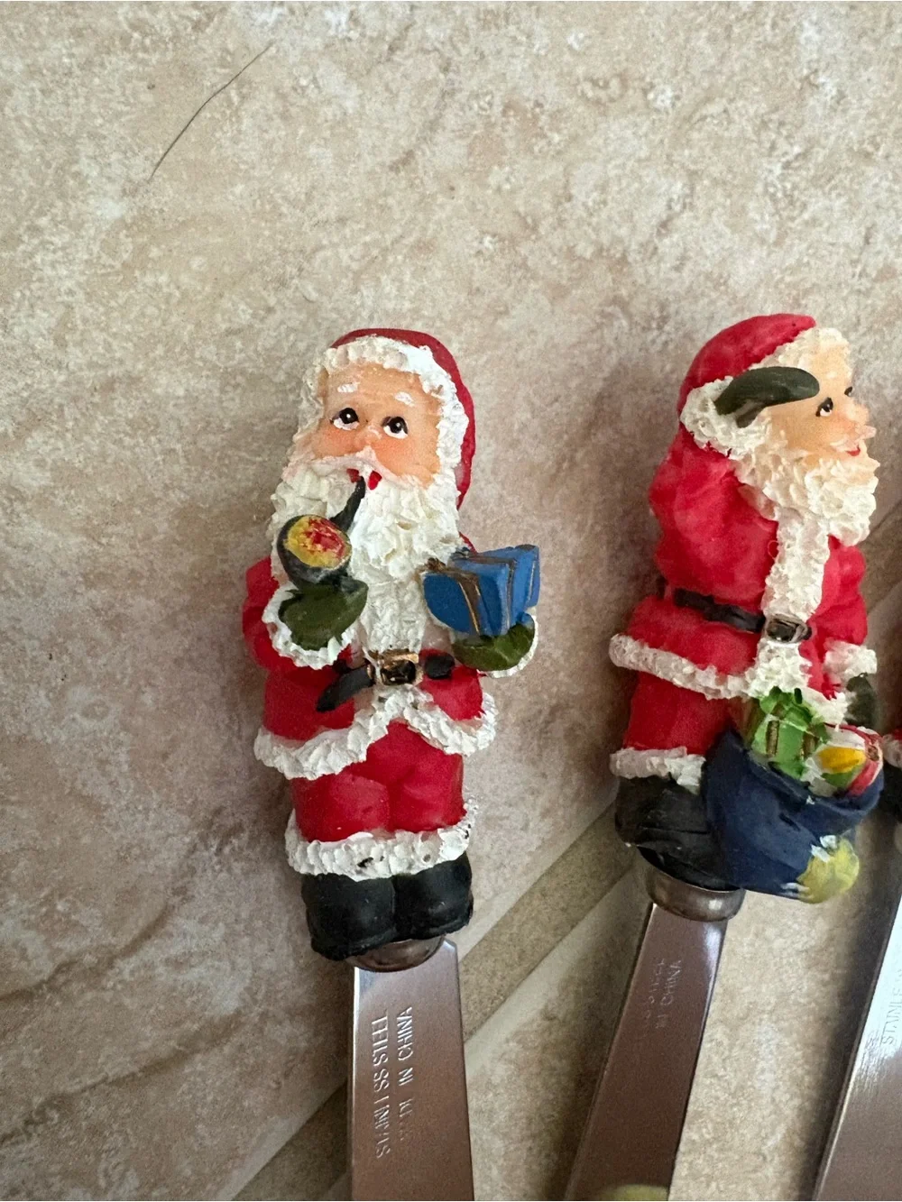 Vintage Santa Christmas cheese spreaders- set of 4